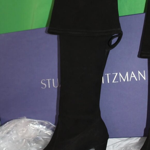 Stuart Weitzman Taglia Highland Black Suede High Heel Boots WL59653 Women's 6 - Picture 2 of 10